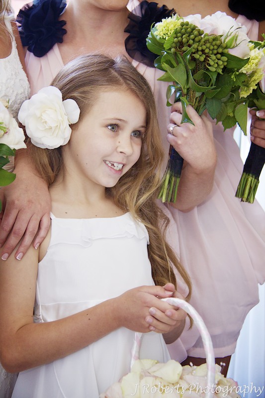 Smiling flower girl - wedding photography sydney